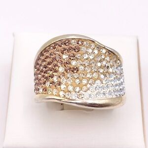 Size 6 Vintage CZ Gold Vermeil Cocktail 925 Sterling Silver ring